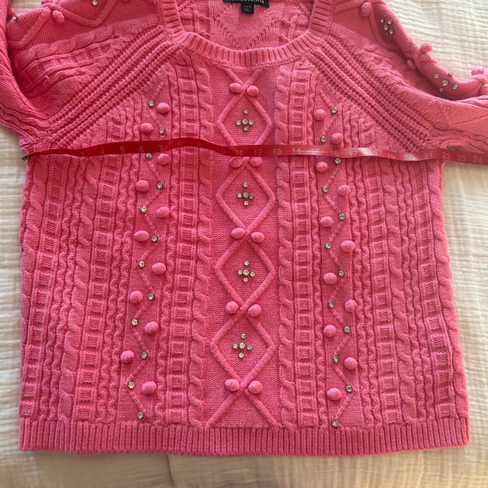 Boston Proper Embellished Cable Pullover Sweater XL - Picture 7 of 9
